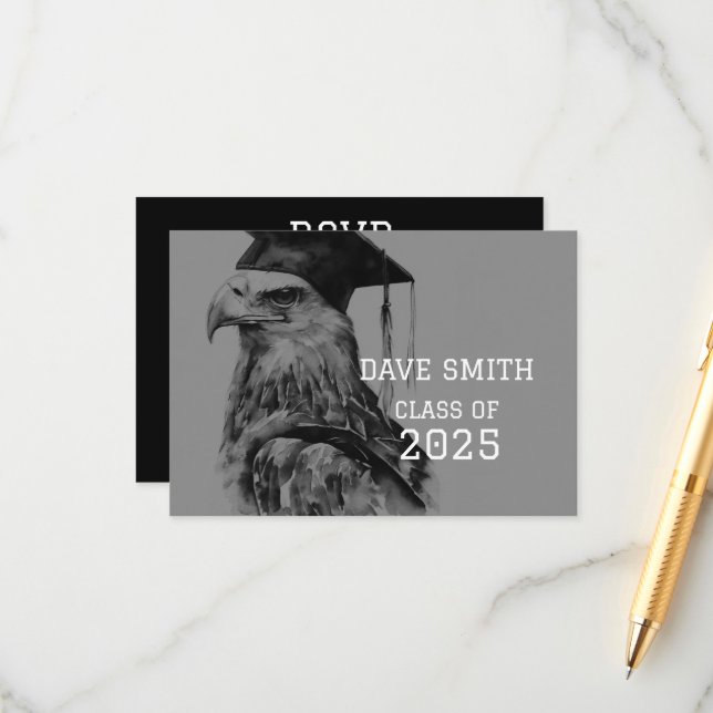 Unique Graduation RSVP Enclosure Card with QR Code (Front/Back In Situ)
