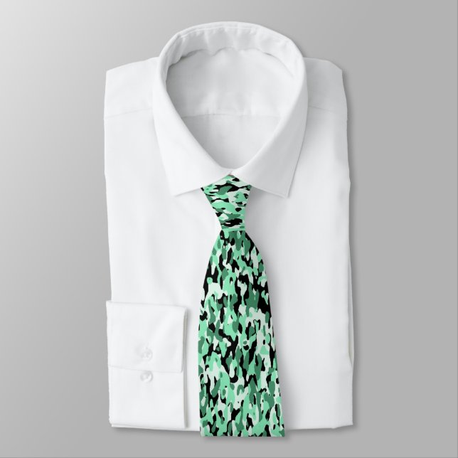 Unique Green Camouflage Neck Tie (Tied)