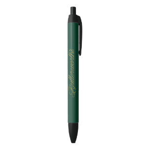 Unique Green & Gold Typography Business Name  Black Ink Pen