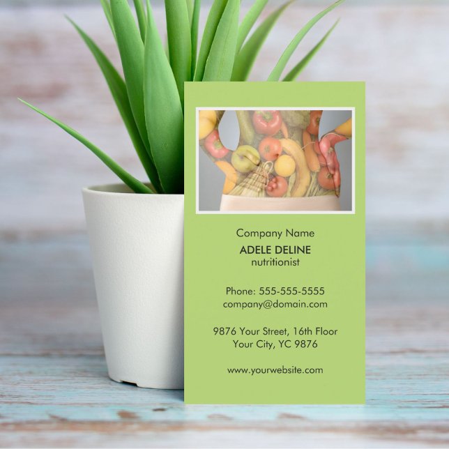 Unique Green Nutritionist Diet Health Business Card (Creator Uploaded)