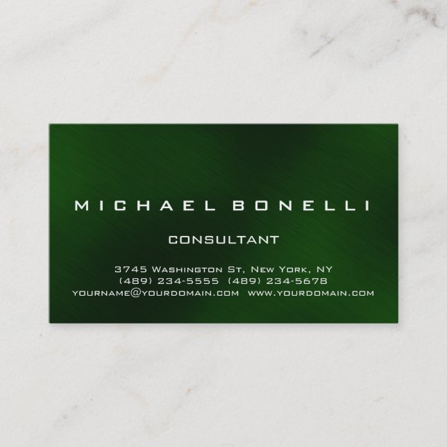 Unique Green Pattern Consultant Business Card (Front)