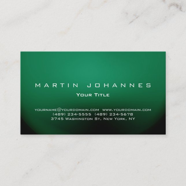 Unique green plain professional business card (Front)