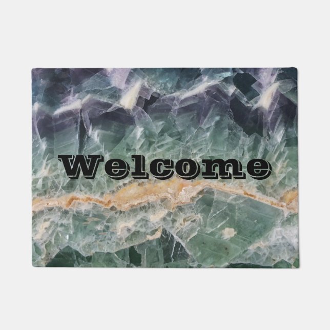 Unique Green Purple Fluorite Mineral Photo Gem Doormat (Front)
