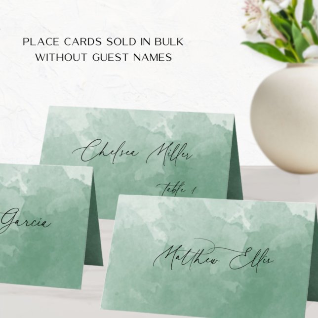 Unique Green Watercolor Background Place Card (Creator Uploaded)