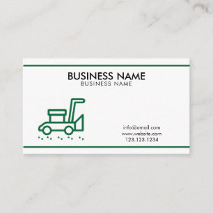 Unique Green White Lawnmower Shape Lawn Service Business Card