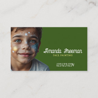 Unique Green & Yellow Artist Face Painting Business Card