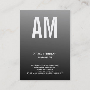 Unique grey black plain simple monogram business card