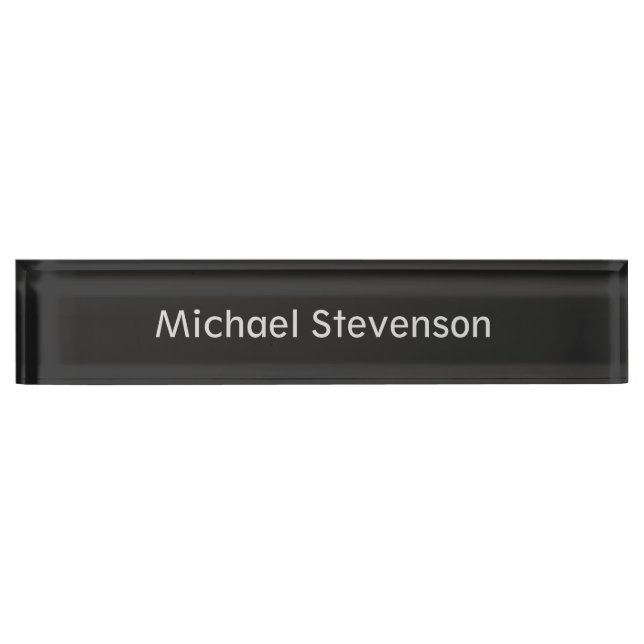 Unique Grey Elegant Modern Desk Nameplate (Front)