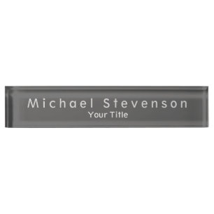 Unique Grey Elegant Modern Desk Nameplate