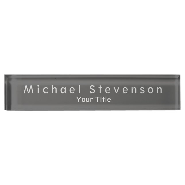 Unique Grey Elegant Modern Desk Nameplate (Front)