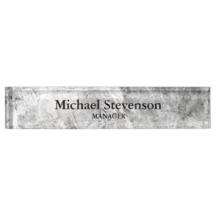 Unique Grey Elegant Modern Minimalist Nameplate