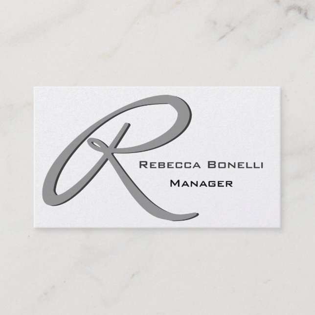 Unique Grey Monogram Business Card (Front)