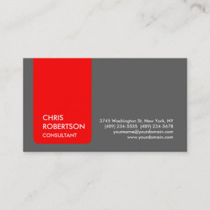 Unique Grey Red Stripe Elegant Business Card