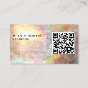 Unique Grunge Beige Consultant Holograph QR Code Business Card