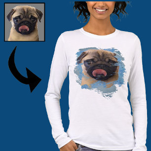 Unique Grunge Blue Gray Pug Puppy Dog Lover Photo Tri-Blend Shirt