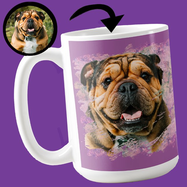 Unique Grunge Pink Lilac Bulldog Dog Lover Photo   Coffee Mug (Creator Uploaded)