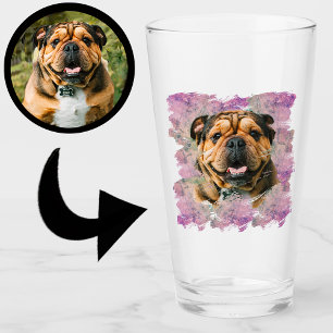 Unique Grunge Pink Lilac Bulldog Dog Lover Photo   Glass