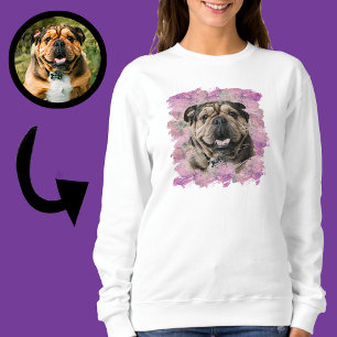 Unique Grunge Pink Lilac Bulldog Dog Lover Photo Sweatshirt