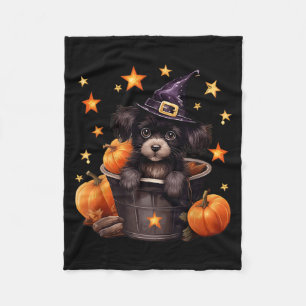 Unique Halloween Dog Mum Graphic Witchy Dog Lover Fleece Blanket