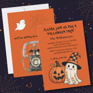 Unique Halloween Party Invitation Pumpkin Ghosts