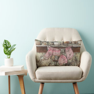 Unique hand drawn artsty vintage decor Modern Lumbar Cushion