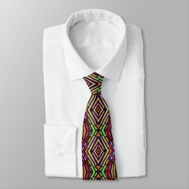 Unique Hand Drawn Artsy Hi Tech  Tie (Tied)