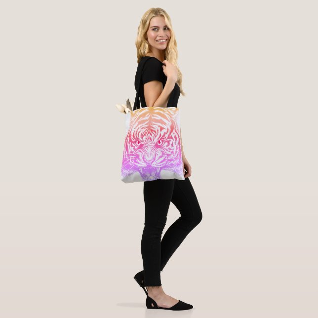 Unique Hand Drawn BIG Tiger Dual Sided Tote Bag (On Model)