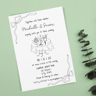 Unique Hand Drawn Contemporary Retro French Fun  Invitation