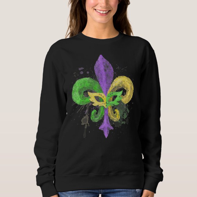 Unique Hand Drawn Fluer de lis Mardi Gras Carnival Sweatshirt (Front)