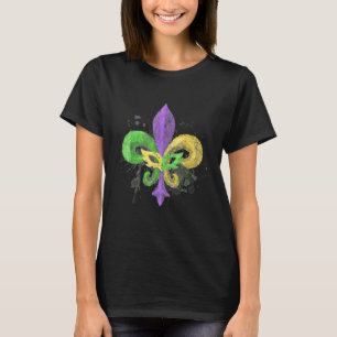 Unique Hand Drawn Fluer De Lis Mardi Gras Carnival T-Shirt