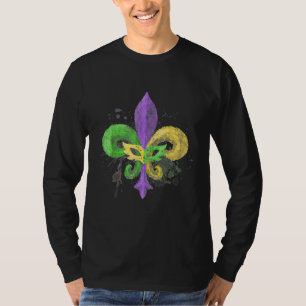 Unique Hand Drawn Fluer De Lis Mardi Gras Carnival T-Shirt