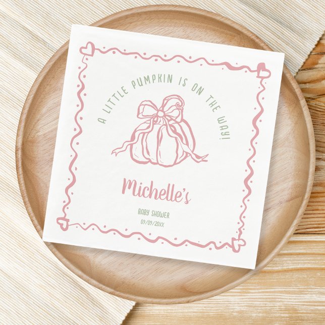 Unique Hand Drawn Little Pumpkin Fall Baby Shower Napkin (Creator Uploaded)