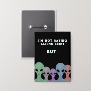 Unique Hand Drawn Multi Coloured Aliens Badge
