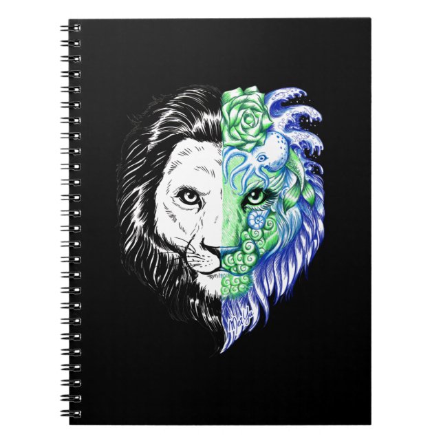 Unique Hand Drawn Mystic Lion Art Note Book (Front)