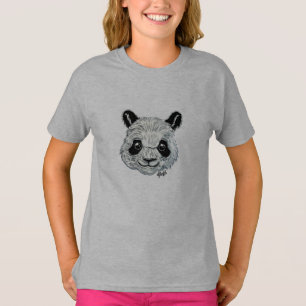Unique Hand Painted Panda Art Girl's Ringer Shirt