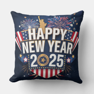Unique Happy New Year 2025 Design. Cushion