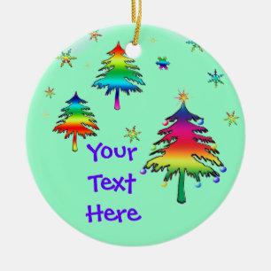 Unique Happy Rainbow Trees Ornament