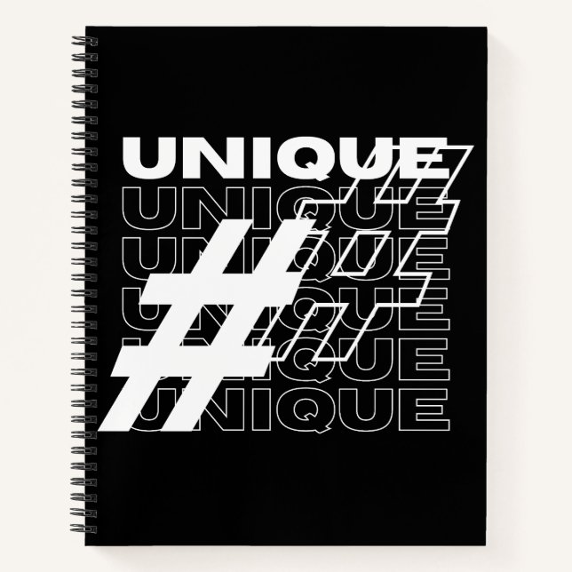 Unique Hashtag Typography Notebook (Front)