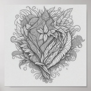 Unique Heart Colouring Poster