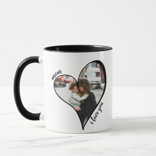 Unique Heart Mum I Love You Custom Photo Mug (Left)