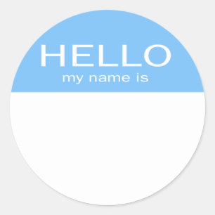 Unique Hello My Name Is - Baby blue Classic Round Sticker