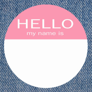 Unique Hello My Name Is - Baby Pink Classic Round Sticker