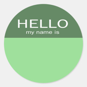Unique Hello My Name Is - Green on Green Classic Round Sticker