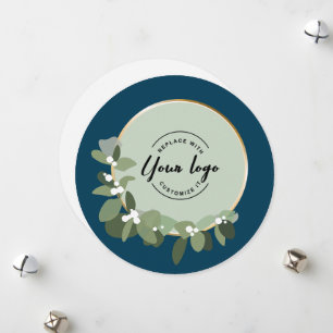 Unique Holiday Corporate Green Wreath Custom Logo Card