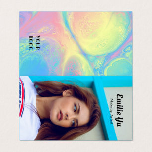 Unique Holographic Makeup Artist Photo & Logo Business Card