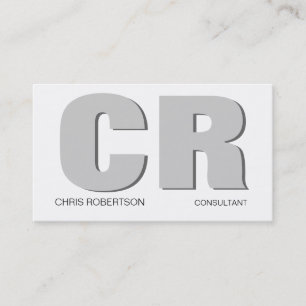 Unique Huge Monogram Grey White Business Card