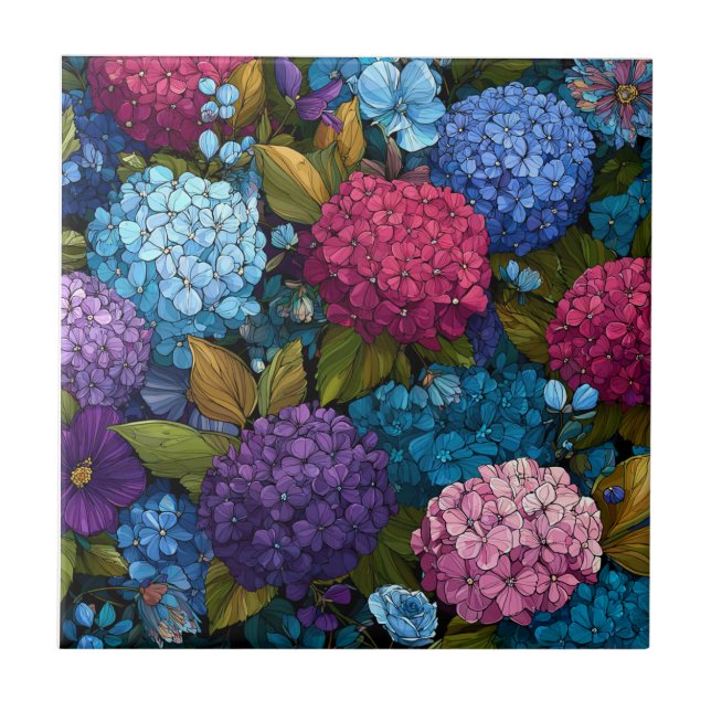 Unique Hydrangeas Ceramic Tiles  For Cosy Interior (Front)