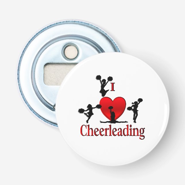 Unique I Heart Cheerleading Bottle Opener (Front)