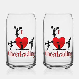 Unique I Heart Cheerleading Can Glass