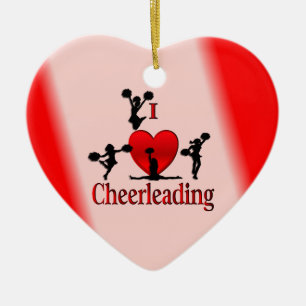 Unique I Heart Cheerleading Design Ceramic Tree Decoration